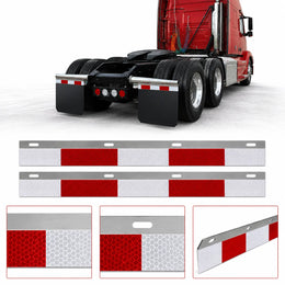 Pair 24 x 3 Aluminum Mud Flap Hanger Top Plates Reflector For Semi Truck
