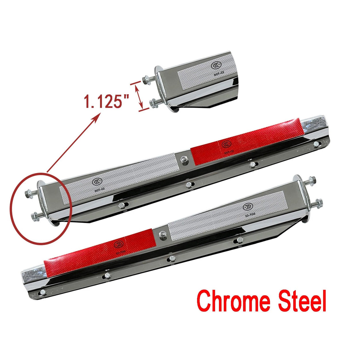 30'' Straight Spring Loaded Mudflap Hanger Chrome, 1.125''